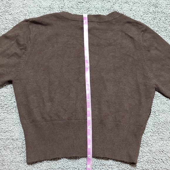 Sequined 3/4 Sleeve Crop Top Cardigan Sweater - Picture 11 of 14